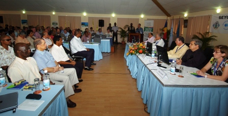 Some of the guests and delegates. President Michel is second left, front row