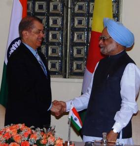 President Michel and Prime Minister Singh after holding talks