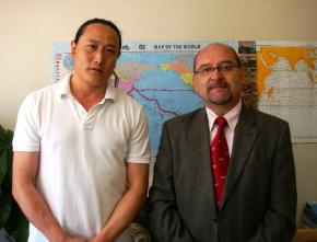 Zhai Mo (left) with Ambassador Le Gall