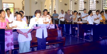 Bishop Ernest conducting mass and prayers on Saturday prior to the elections