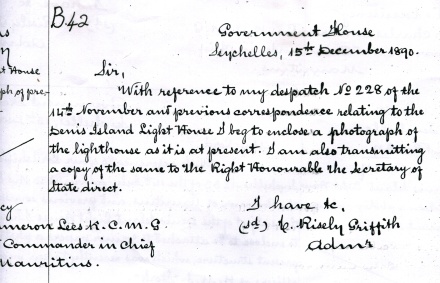 A letter from Government House accompanying a picture showing progress in 1892