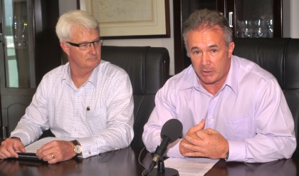 Mr Franks (right) and Mr Rowbottam during the press conference