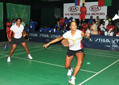 Danielle Jupiter and Shirley Etienne in action in the women’s tournament