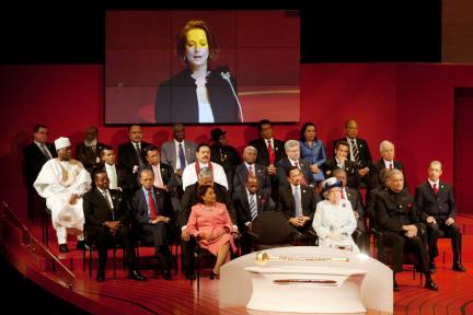 The opening session of the meeting. Far right is President Michel