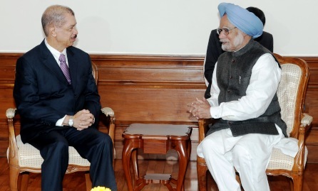 President Michel during his meeting with Prime Minister Singh yesterday