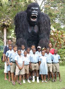 Silhouette school children visit Mahe