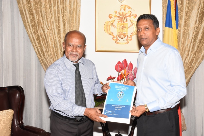 President Danny Faure receives CAA’s annual report