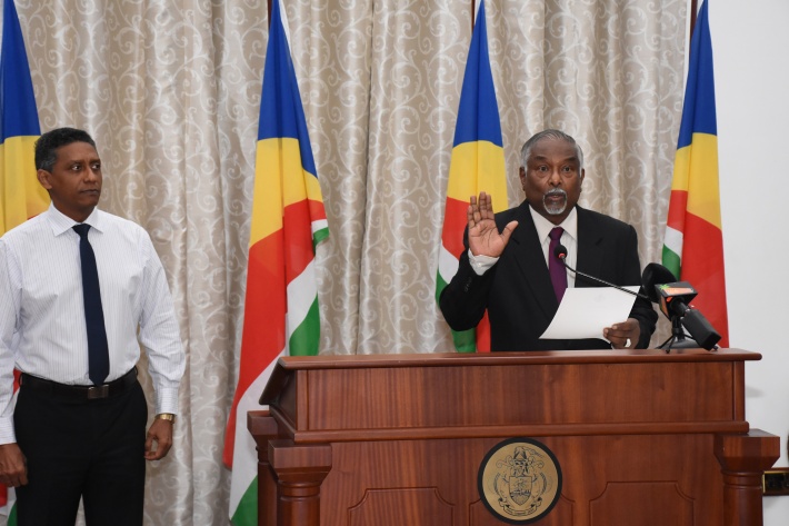 Justice Bernardin Renaud sworn in as chairman of Seychelles Human Rights Commission