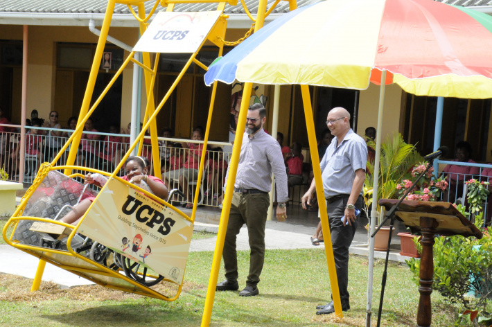 School for the Exceptional Child gifted with first wheelchair swing