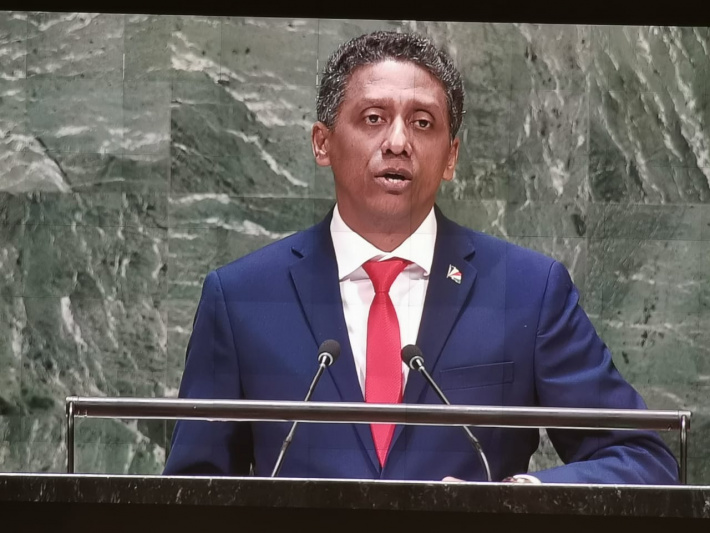 President Danny Faure addresses the 74th Session of the United Nations General Assembly