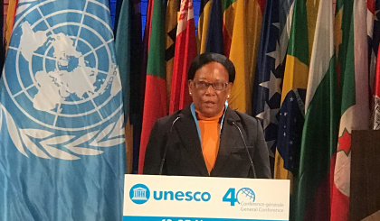Minister Simeon addresses Unesco’s general conference