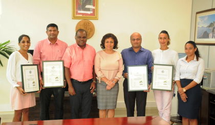 Tourism department awards SSTL certificates to five hotels