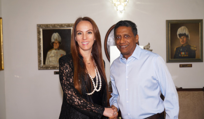 IPU president Gabrielle Cuevas calls on President Danny Faure