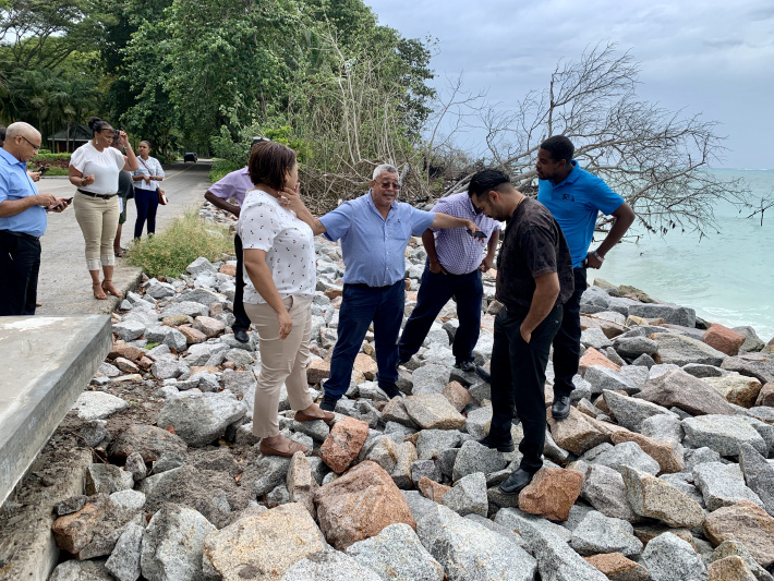 Minister Charlette visits road projects on Praslin