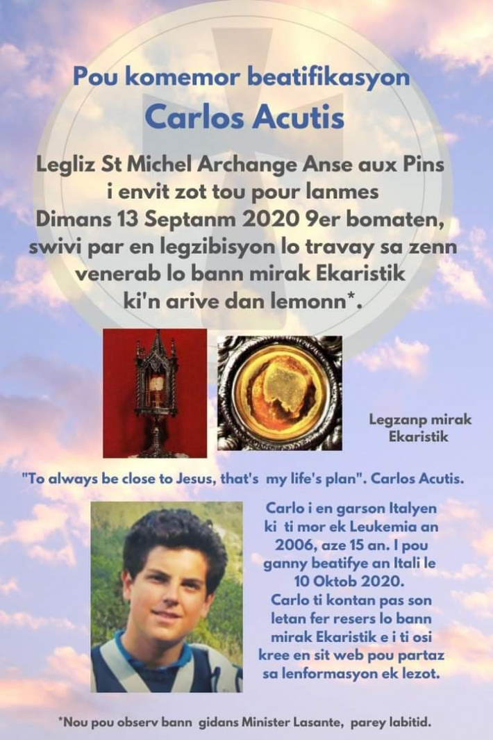 The Eucharistic Miracles exhibition of Carlo Acutis in Seychelles