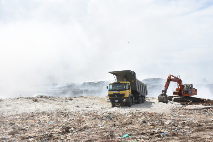 Landfill blaze under control