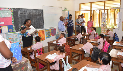 Education minister kicks off school visits at Anse Royale primary, secondary
