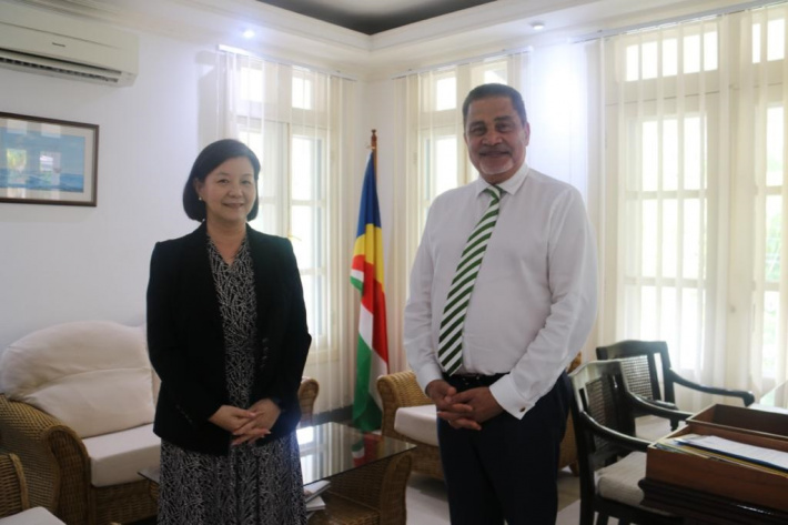 Chinese ambasador Guo pays courtesy call on Minister Radegonde