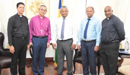 President Ramkalawan congratulates Anglican priests on achieving doctorate degrees