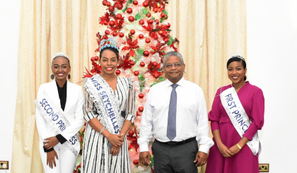 Miss Seychelles Kelly Mary Annette calls on President Ramkalawan