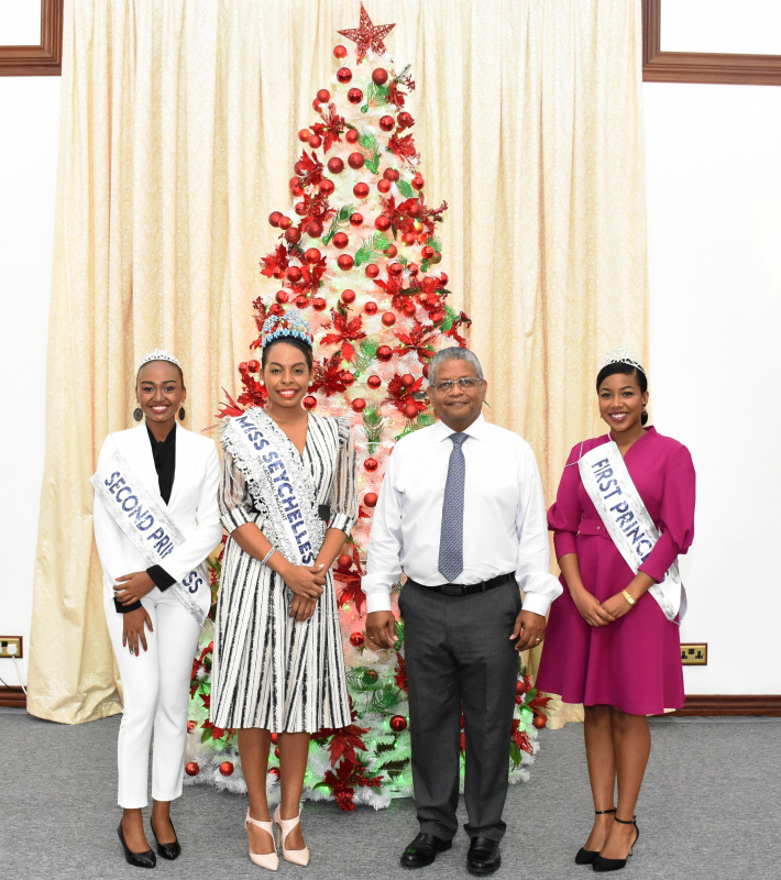 Miss Seychelles Kelly Mary Annette calls on President Ramkalawan