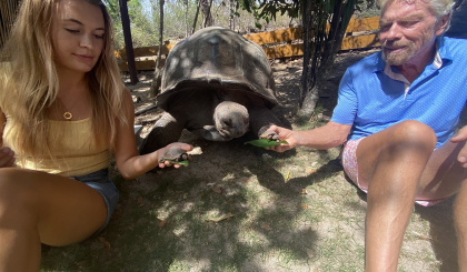 Are the giant tortoises born on Necker Island the first from Aldabra?   