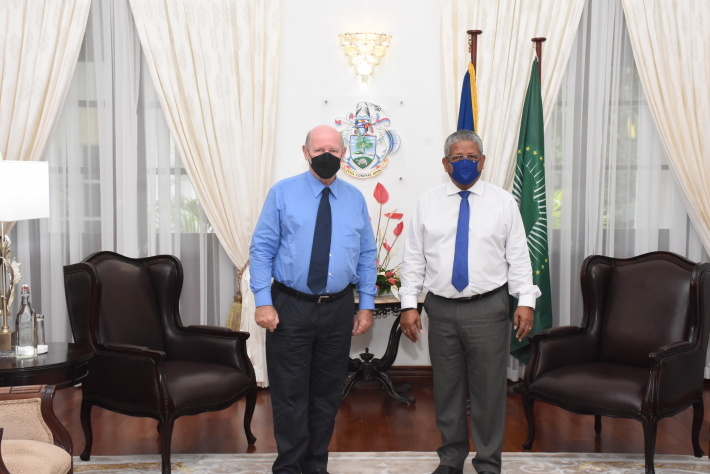 President Ramkalawan receives ex-Minister Alain St Ange at State House