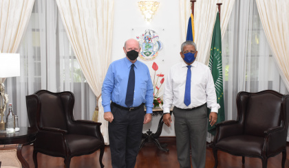 President Ramkalawan receives ex-Minister Alain St Ange at State House