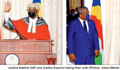 Brassel Adeline and David Esparon sworn in as Supreme Court judges