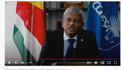 21st Summit of the Comesa Heads of State and Government     President Ramkalawan addresses summit virtually, places emphasis on strong partnerships among member states    