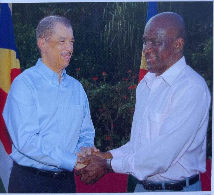 Former President James Michel pays tribute to the late former vice-president Joseph Belmont   