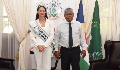 Miss University Africa Tourism 2021 pays courtesy call on President Ramkalawan