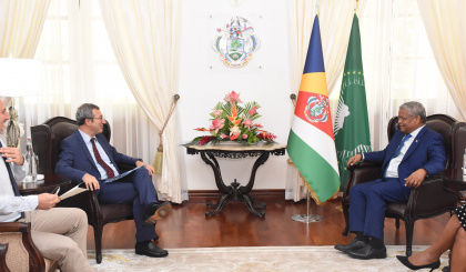 Italian ambassador pays courtesy call on President Ramkalawan