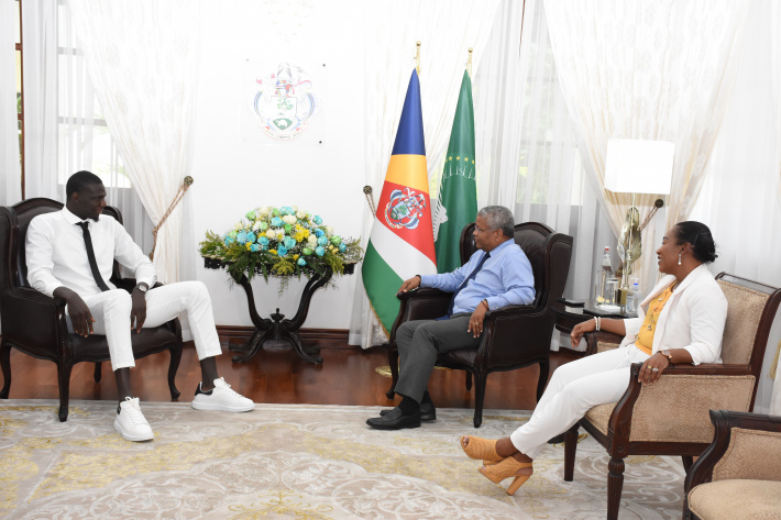 Abdel Sylla pays courtesy call on President Ramkalawan