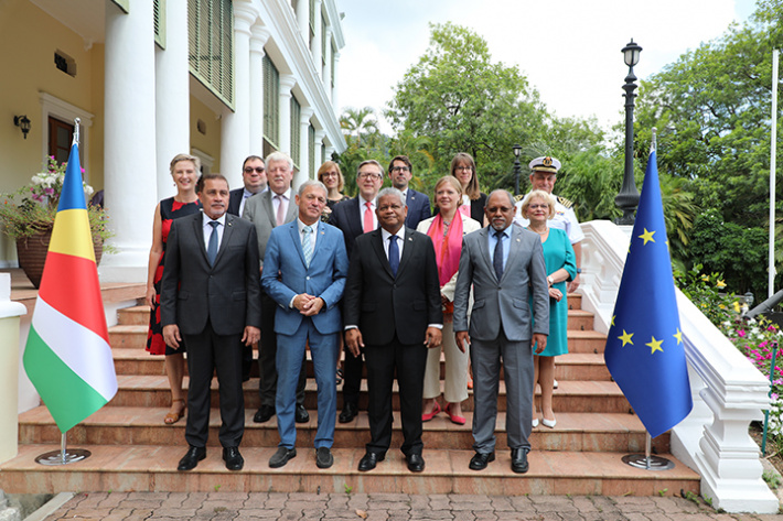 Seychelles-EU Political Dialogue 2022 delegates pay courtesy call on President Ramkalawan