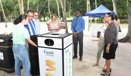 Apex donates bins for cans and pet bottles