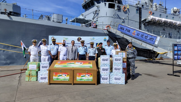 Indian Navy donates machinery spares and defence gear to Seychelles Coast Guard