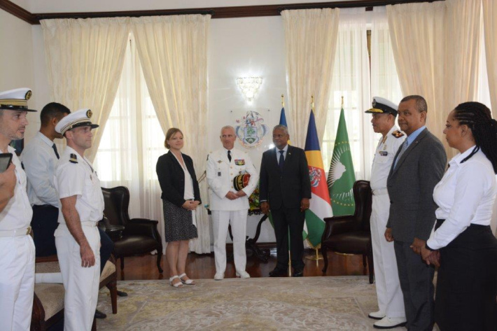 Courtesy call with Général de Brigade Laurent Cluzel at State House