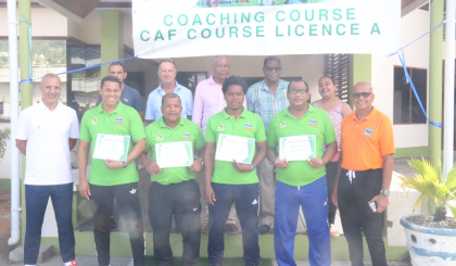 Local coaches complete level A Caf coaching course certificate