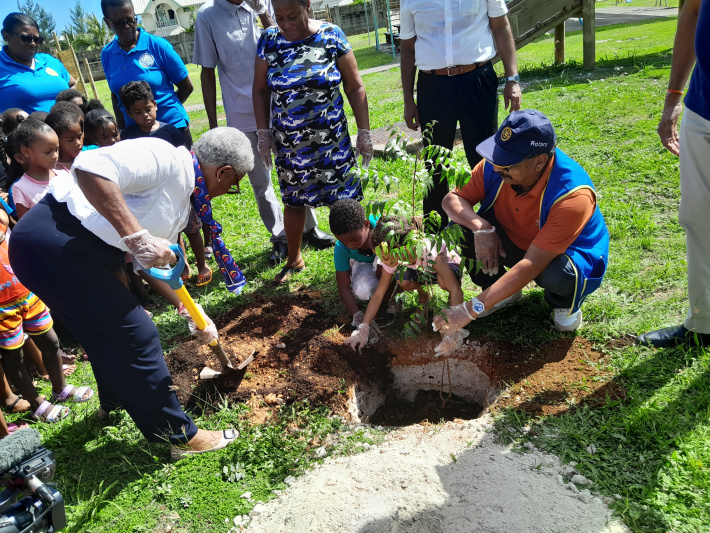 Rotary Club of Seychelles plant medicinal trees at Perseverance North primary school