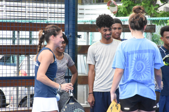 Padel pros share knowledge with youngsters