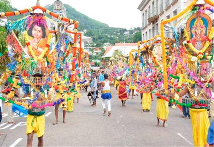 Hindu kavadi procession in the streets of Victoria on Thursday January 25