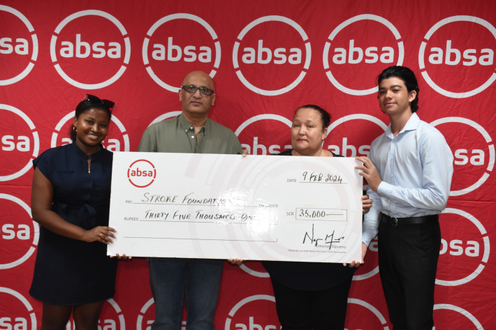 Absa hands over R35,000 to Seychelles Stroke Foundation