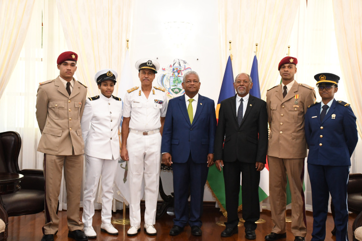 Four Cadet Officers commissioned to the rank of Second Lieutenant