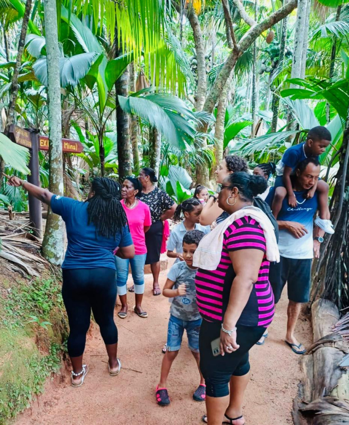 Students from Praslin’s School for the Exceptional Child tour Vallée De Mai