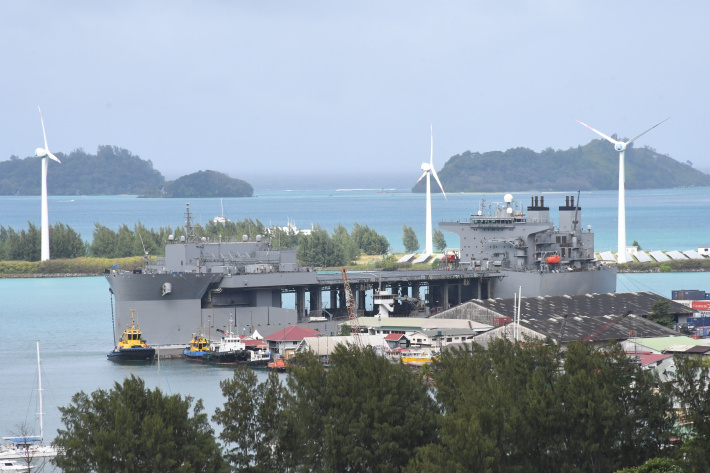 USS Hershel ‘Woody’ Williams berths in Port Victoria