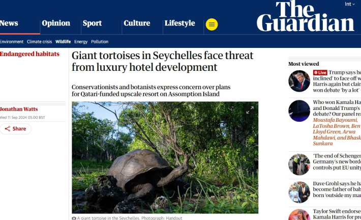 The Guardian raises concerns over imminent hotel development on Assomption island