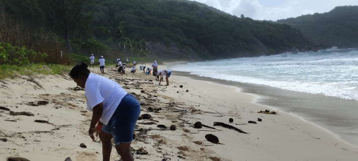 Foreign Affairs and Tourism ministry staff clean Grand Police beach