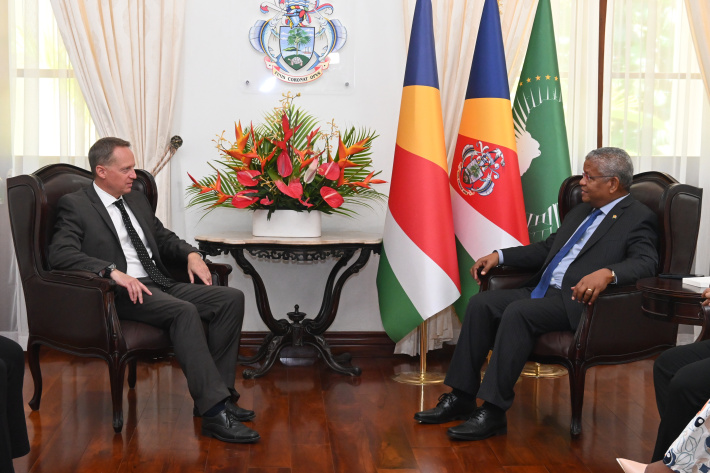 ﻿  IMF mission chief Todd Schneider pays courtesy call on President Ramkalawan