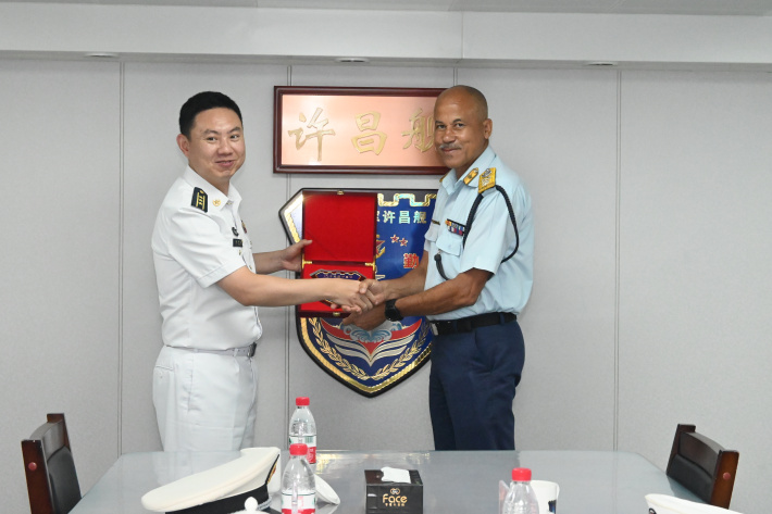 Chinese naval warship Xu Chang docks in Port Victoria for technical stop